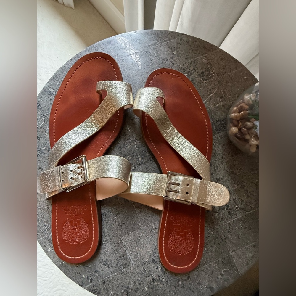 EUC-Vince Camuto Metallic Silver Sandals-WORN ONCE
